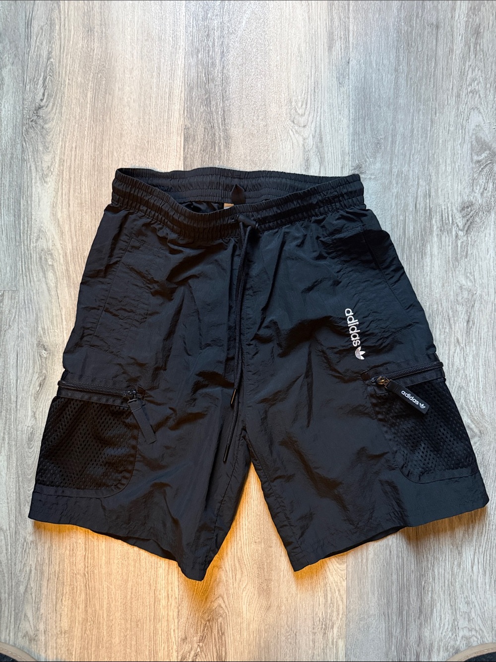adidas Black Athletic Cargo Shorts with Mesh Pockets - NWOT
